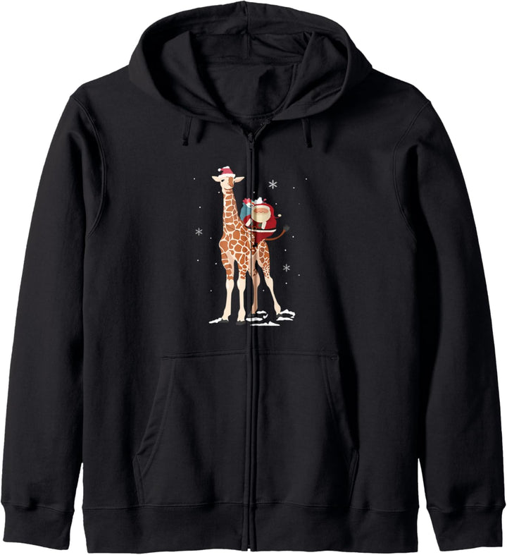 Santa Riding Giraffe Funny Christmas Xmas Gift Kapuzenjacke