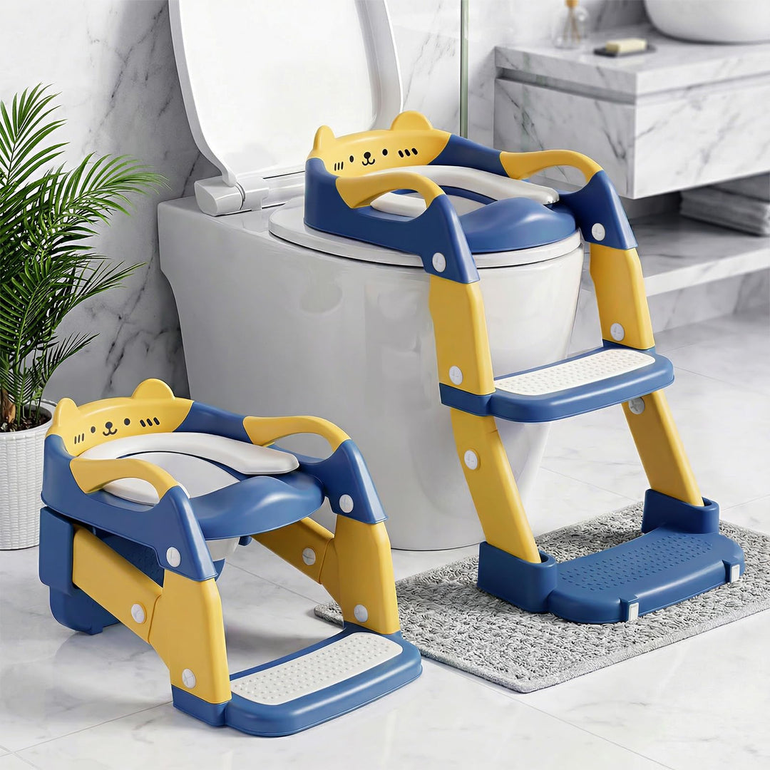 Orzbow Toilettensitz Kinder mit Treppe, 2-in-1 Kinder Toilettensitz, Töpfchen für Kinder, Höhenverst