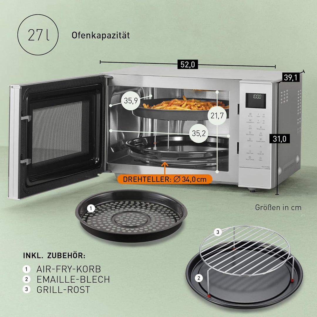 Panasonic NN-CT57RMEPG 27L 4-in-1 Kombimikrowelle mit Airfryer, 1000W Inverter, 19 Automatikprogramm