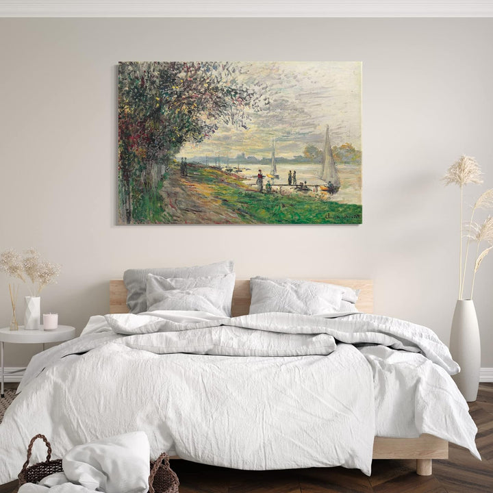 Leinwand (80x60cm): Claude Monet - Die Bank von Petit-Gennevilliers, untergehen 80x60 cm, 80x60 cm