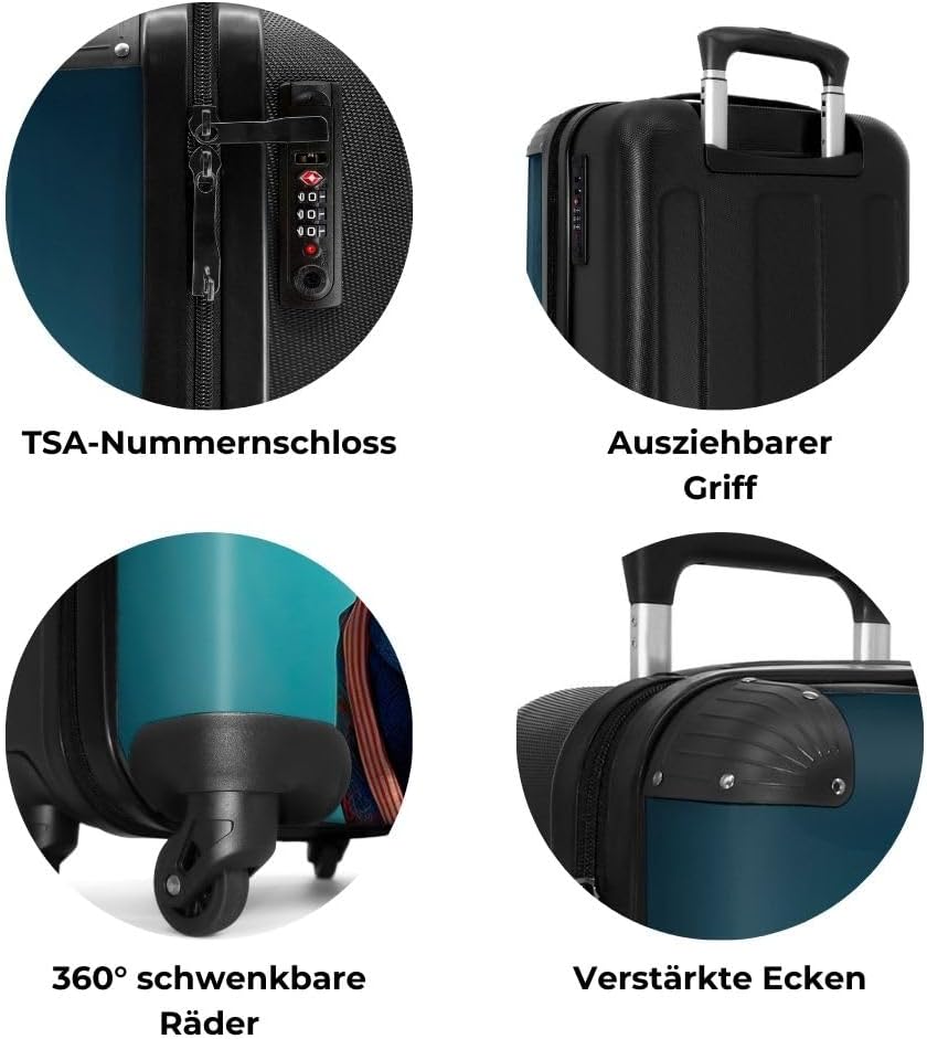 NoBoringSuitcases.com® Koffer Handgepäck Trolley Rollkoffer Kleine Reisekoffer mit 4 Rollen - Hund -