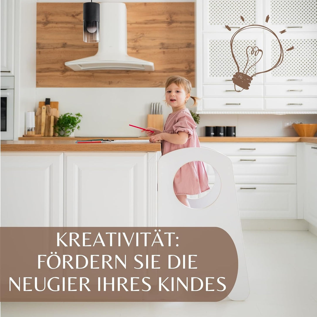 KIDIE Kinder Lernturm ab 1 Jahr, Montessori Höhenverstellbar Lernstuhl Baby, Toddler Learning Tower