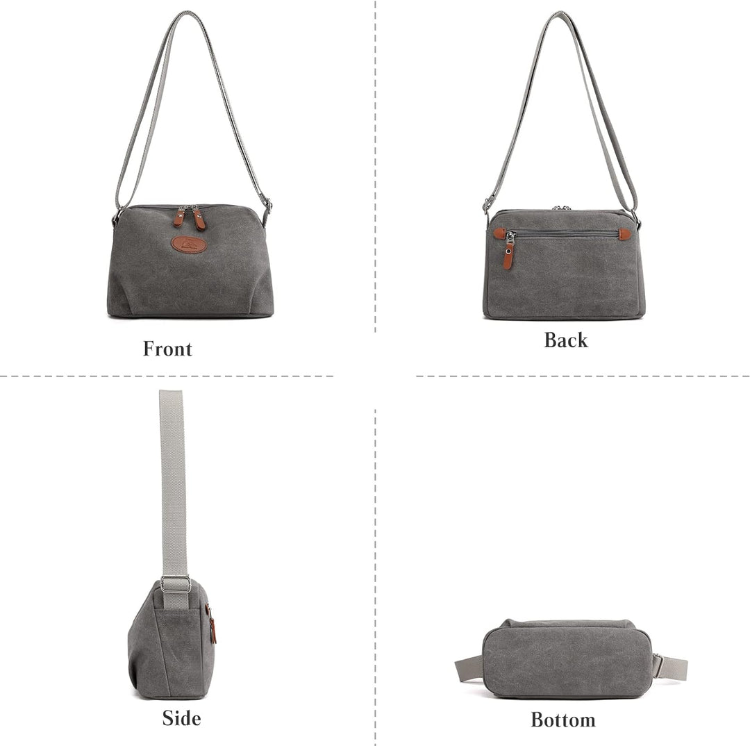 PORRASSO Damen Umhängetasche Casual Schultertasche Canvas Handtasche Frauen Crossbody Bag für Reisen