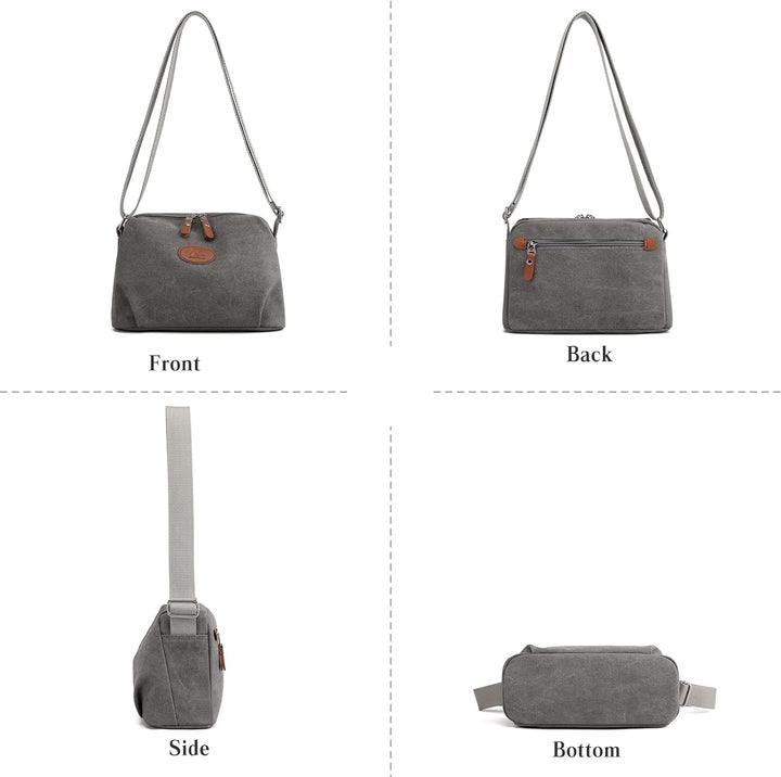PORRASSO Damen Umhängetasche Casual Schultertasche Canvas Handtasche Frauen Crossbody Bag für Reisen
