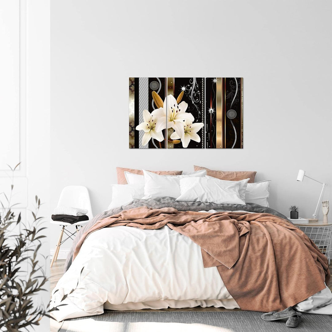 Runa Art Wandbilder Blumen Lilien Bild XXL Wohnzimmer Schlafzimmer Beige Braun Abstrakt 120 x 80 cm