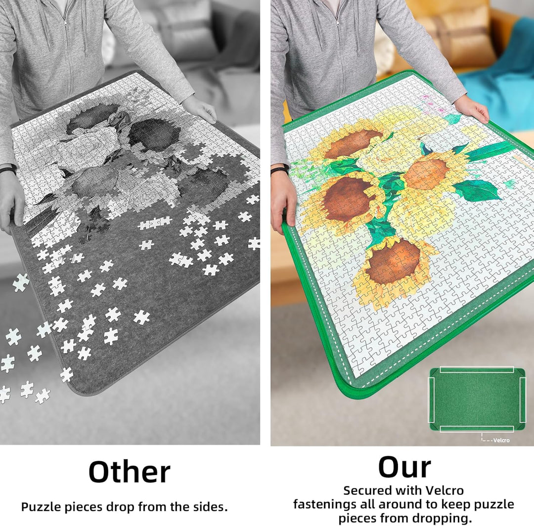 MOZOOSON Faltbares Puzzlebrett, Puzzlematte 2000 Teile mit Abdeckung, Puzzle-Aufbewahrung 41.3x31.5i