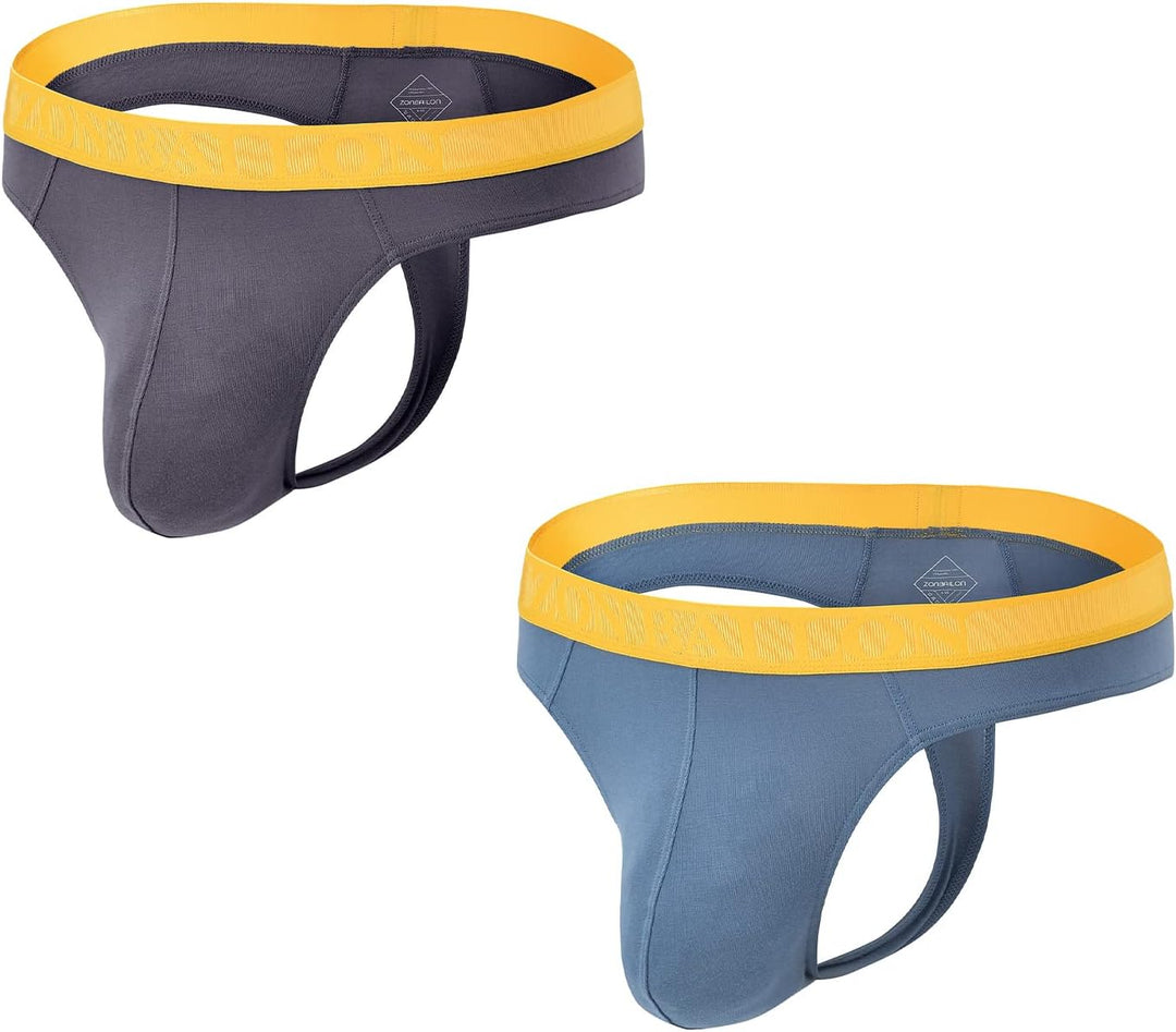 BIATWOWR Men's Thongs Underwears G Strings Mens Sexy Bulge Ball Pouch Slip Underwear Wide Band Male