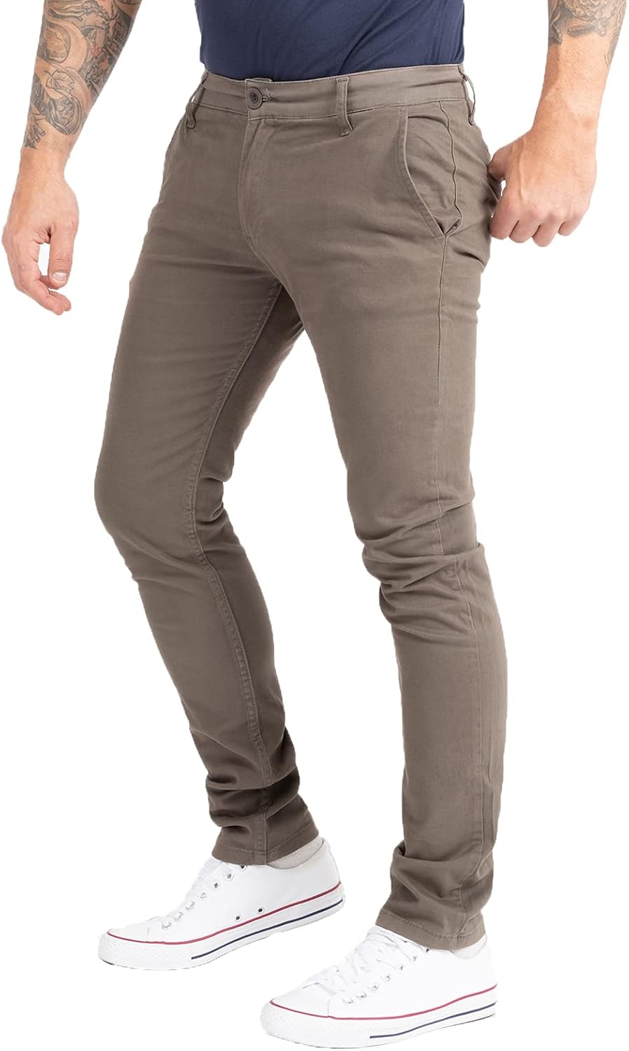 Indumentum Chino Hose Basic Slim Fit IS-305 38W / 30L Dunkelgrün, 38W / 30L Dunkelgrün