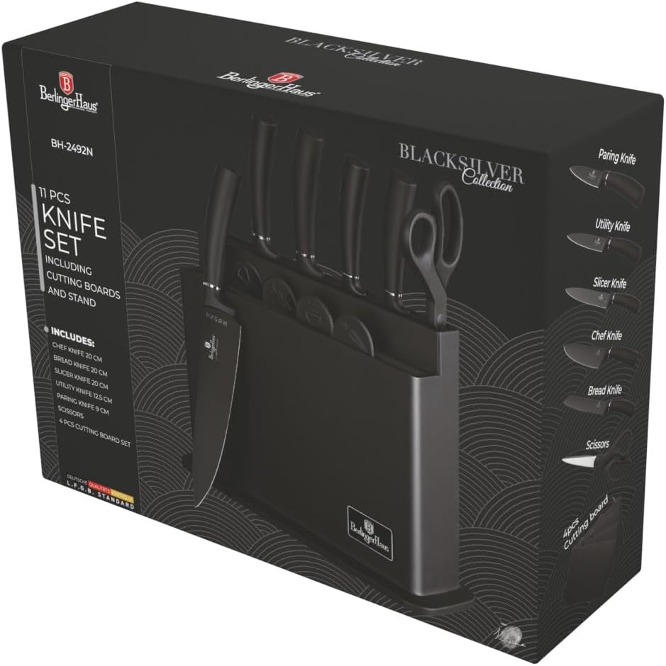 Berlinger Haus Messerset 11-teilig Black Silver Collection | Hochwertige Materialien und stilvolles