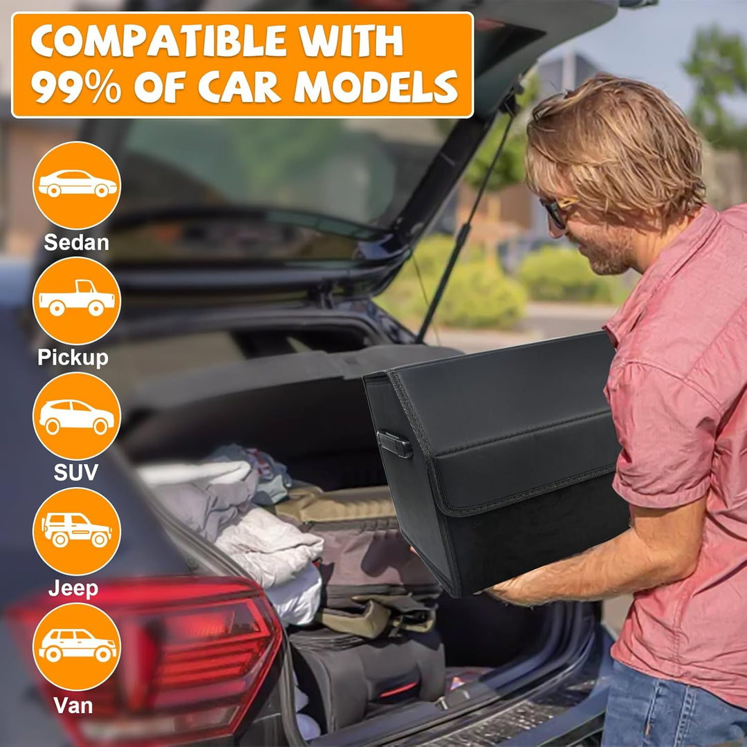 Faltbarer Kofferraum Organizer Auto Kofferraumtasche mit Magnetisch Deckel PU Faltbox Auto Zubehör I