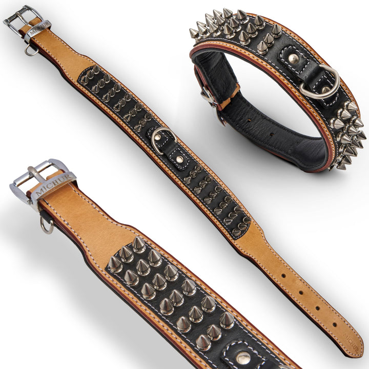 MICHUR Strike NO. 1 Hundehalsband Leder, Halsband, Lederhalsband Hund, Nieten, Halsband Leder MIT Ni