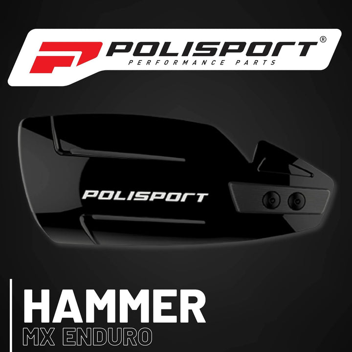 Polisport Hammer Handprotektoren Schwarz - Enduro und MX, Schwarz