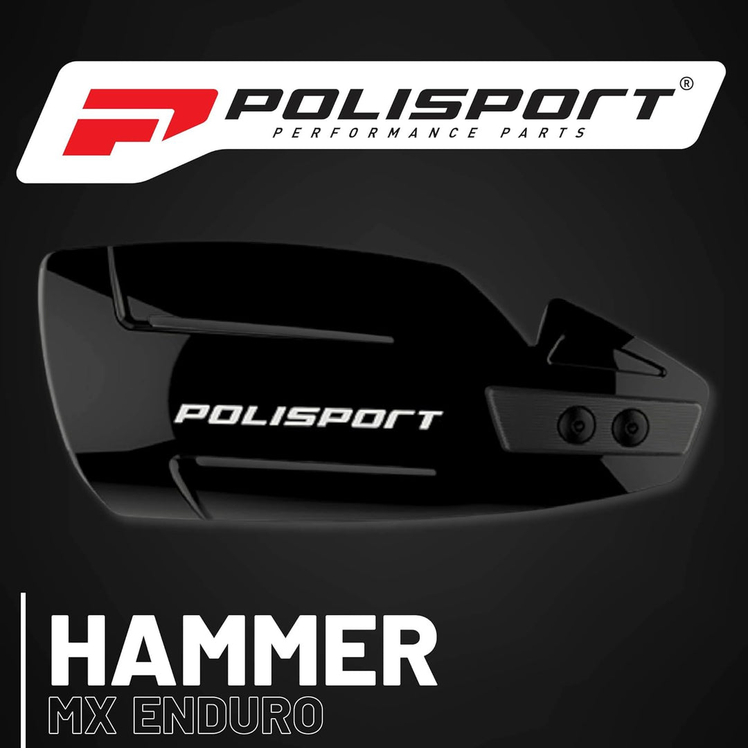 Polisport Hammer Handprotektoren Schwarz - Enduro und MX, Schwarz