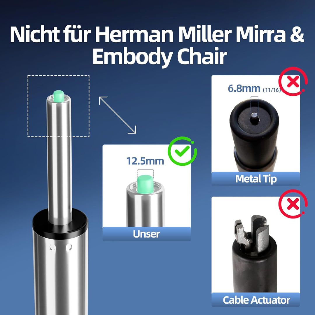 Mastery Mart Gasdruckfeder Bürostuhl Lang 297mm - 437mm, Gasdruckdämpfer Belastbar bis 450 kg, Büros