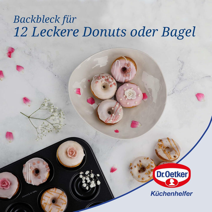 Dr. Oetker 12er Donutbackform TRADITION, Donutform mit Antihaftbeschichtung, hochwertige Backform mi