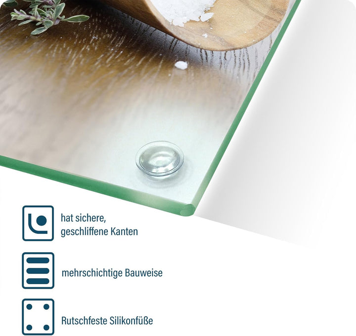 Herdabdeckplatte – Gehärtetes Glas Schneidebrett & Ceranfeld Abdeckplatte 2 Teilig 2x30x52 – Hygieni