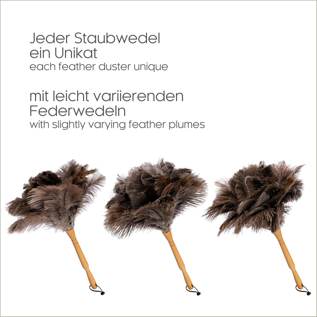 Staubwedel mit Straussenfedern – Staubwischer hergestellt in der EU – Handarbeit - 50 cm Länge z2921