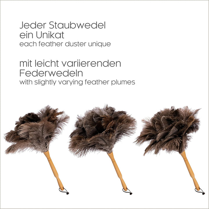 Staubwedel mit Straussenfedern – Staubwischer hergestellt in der EU – Handarbeit - 50 cm Länge z2921