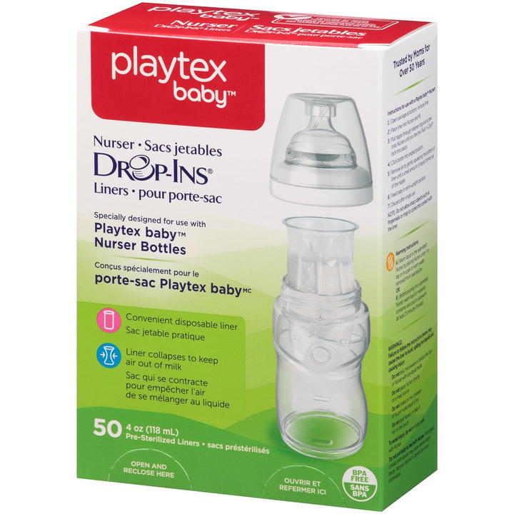 Playtex Baby Nurser Drop-Ins Einweg-Einlagen für Babyflaschen, näher an das Stillen, 118 ml, 50 Stüc
