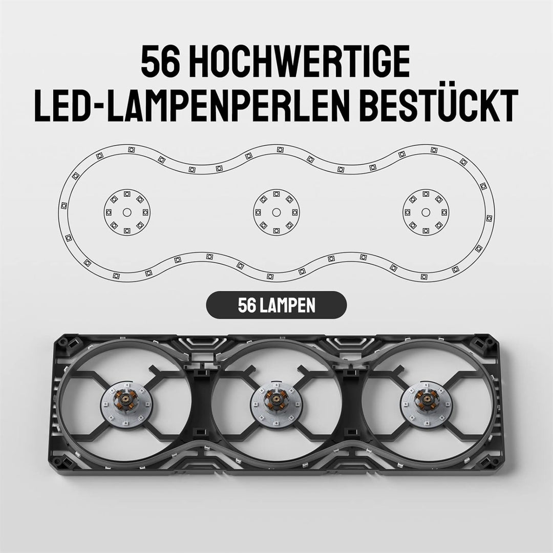AsiaHorse 3 in 1 PC Gehäuselüfter, 3 * 120mm ARGB PC Lüfter mit 56 Adressierbare LEDs, CPU Gehäuse L