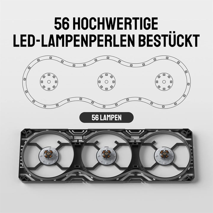 AsiaHorse 3 in 1 PC Gehäuselüfter, 3 * 120mm ARGB PC Lüfter mit 56 Adressierbare LEDs, CPU Gehäuse L