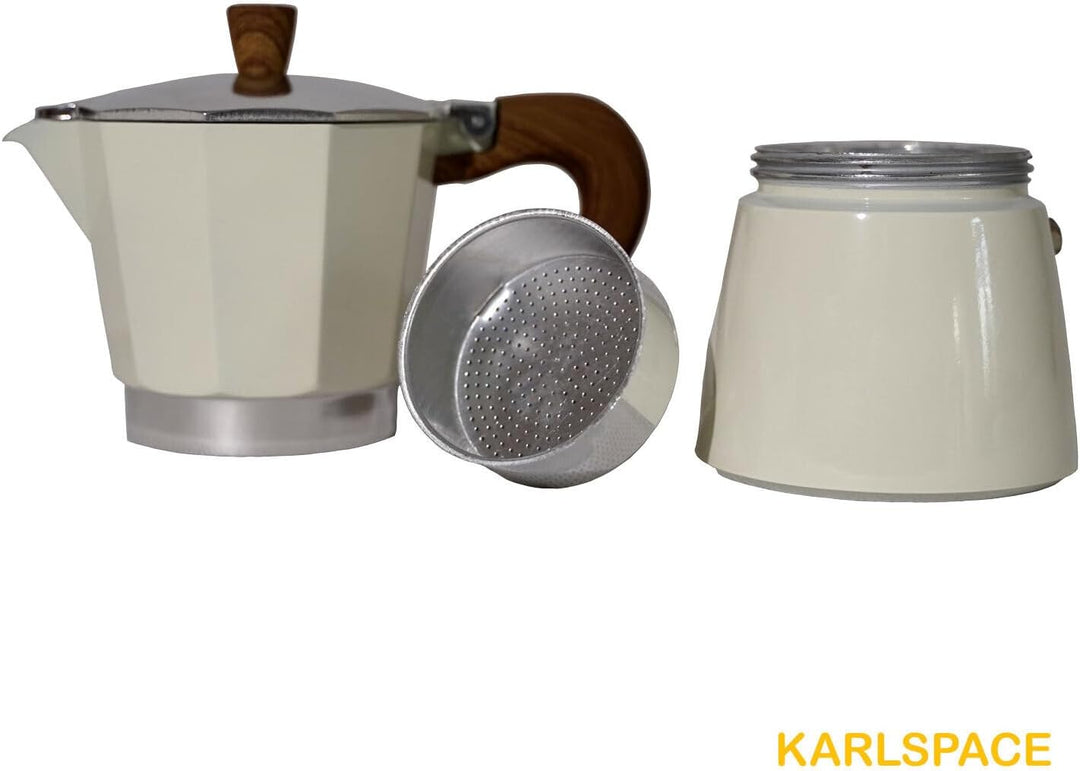 Karlspace Premium-Espressokocher Kaffee Aluminium für 6 Tassen - in verschiedenen Farben - Herdplatt