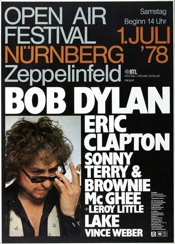 Bob Dylan and His Band - Open Air Festival, Nürnberg 1978 » Konzertplakat/Premium Poster | Live Konz