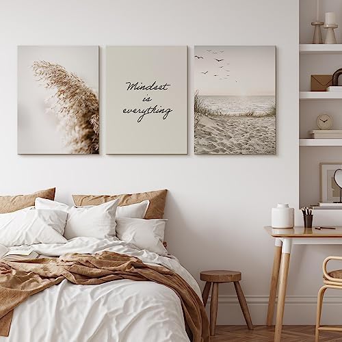 Muralo - Wandbilder Set - Leinwand Bilder Set Aufhängefertig in Boho Stil - das Leinwandbilder Set -
