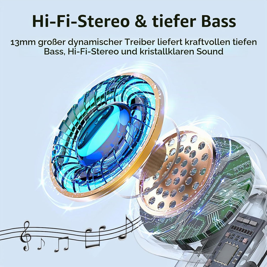 Kopfhörer Kabellos Bluetooth 5.4, Bluetooth Kopfhörer HiFi Stereo mit 4 ENC Noise Cancelling Mic, 40