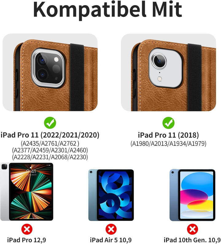 HOLIMET iPad Pro 11 Hülle 2021 4/3/2. Generation Hülle 2021/2020 mit Stifthalter, PU-Leder Schutzhül