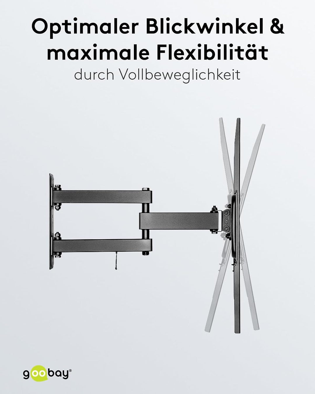 goobay TV-Wandhalterung Fullmotion 37–70 Zoll, schwenkbar ±90°, neigbar, VESA 600x400, bis 35 kg, Ka