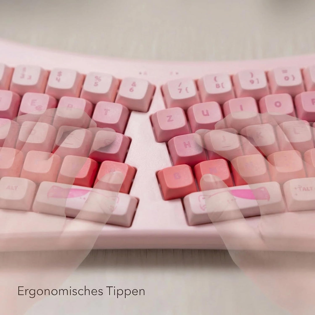 Rii Tastatur und Maus Set Katzenohren-Design, Kabellos 2,4GHz, Pastell Rosa, Kompaktes Schreibgerät