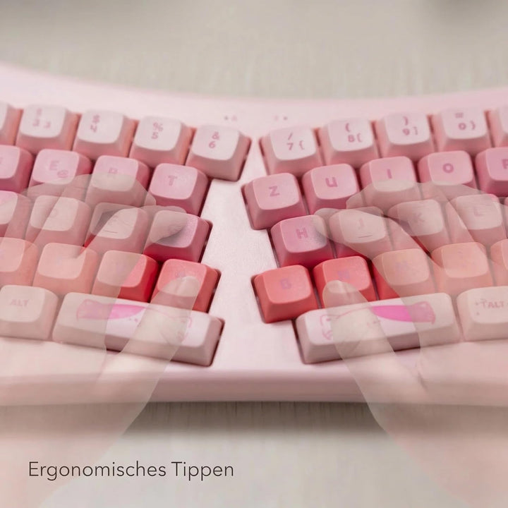 Rii Tastatur und Maus Set Katzenohren-Design, Kabellos 2,4GHz, Pastell Rosa, Kompaktes Schreibgerät