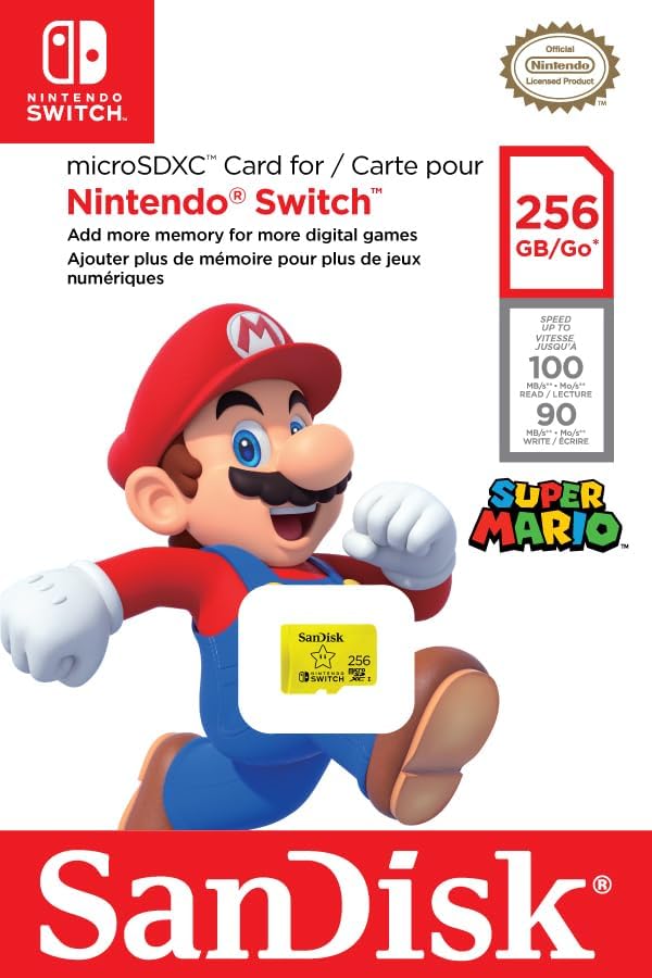 SanDisk microSDXC UHS-I Speicherkarte für Nintendo Switch 256 GB (U3, Class 10, 100 MB/s Übertragung