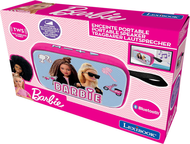 Lexibook BT018BB Mattel Barbie-Tragbarer Bluetooth-Lautsprecher, kabellos, USB-C, SD/TF-Karte, wiede