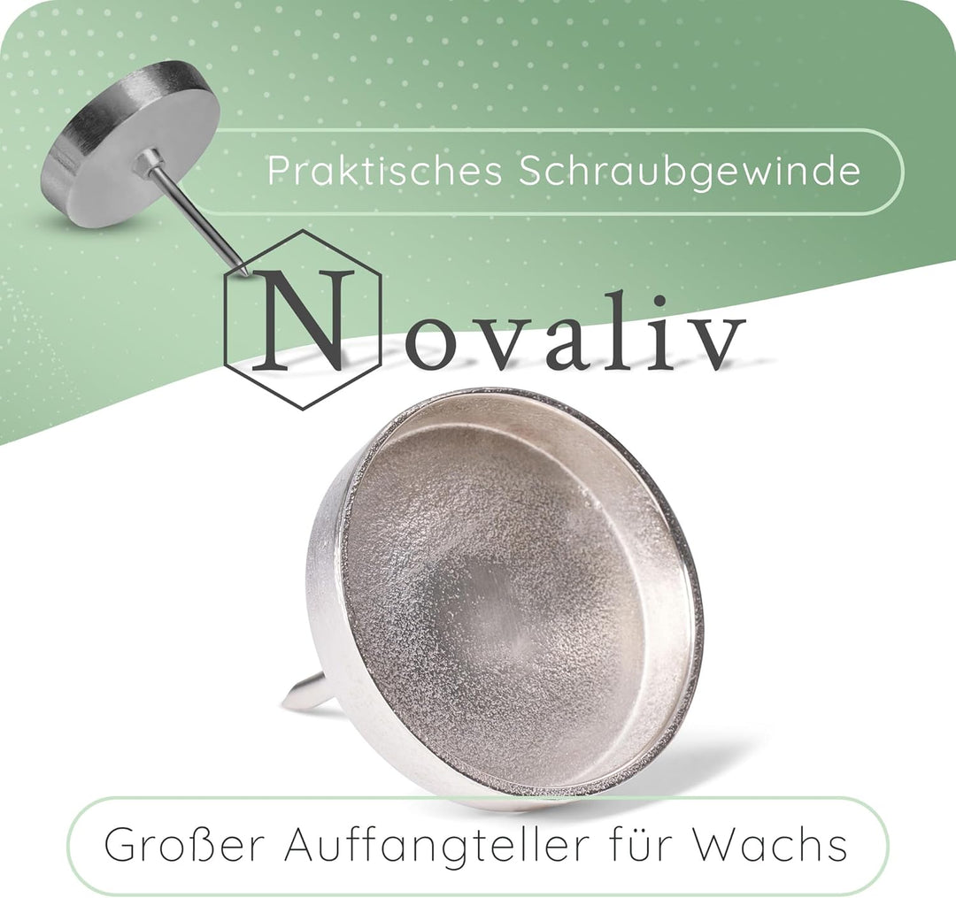 Novaliv 4X Kerzenpick Alu Flach 8,5 cm Kerzenhalter für Adventskranz Kerzenpin Weihnachtskranz, 4