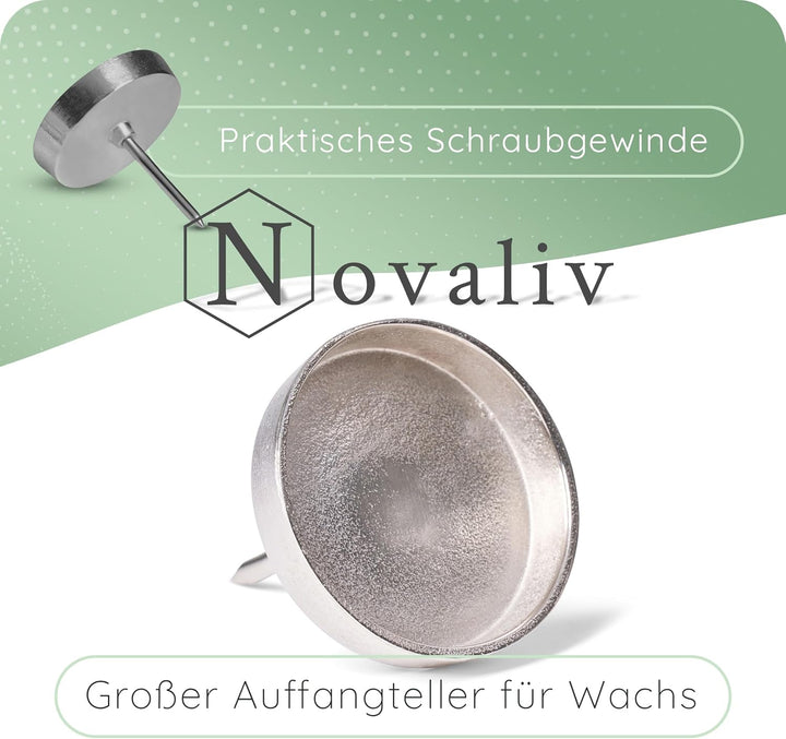 Novaliv 4X Kerzenpick Alu Flach 8,5 cm Kerzenhalter für Adventskranz Kerzenpin Weihnachtskranz, 4