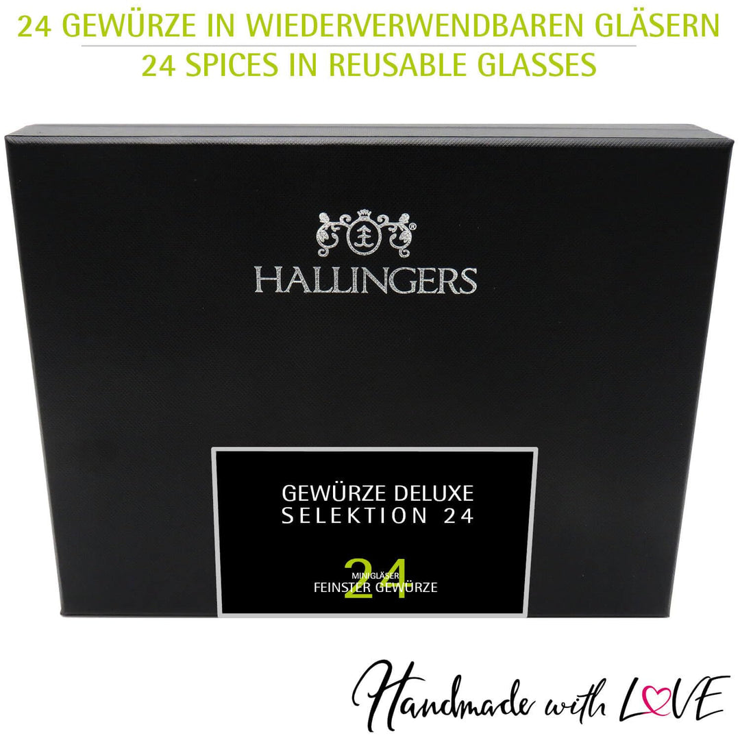 Hallingers Deluxe Selektion 24 - Gewürz Geschenkset handmade, 24 Gewürze aus aller Welt (Set) - Adve