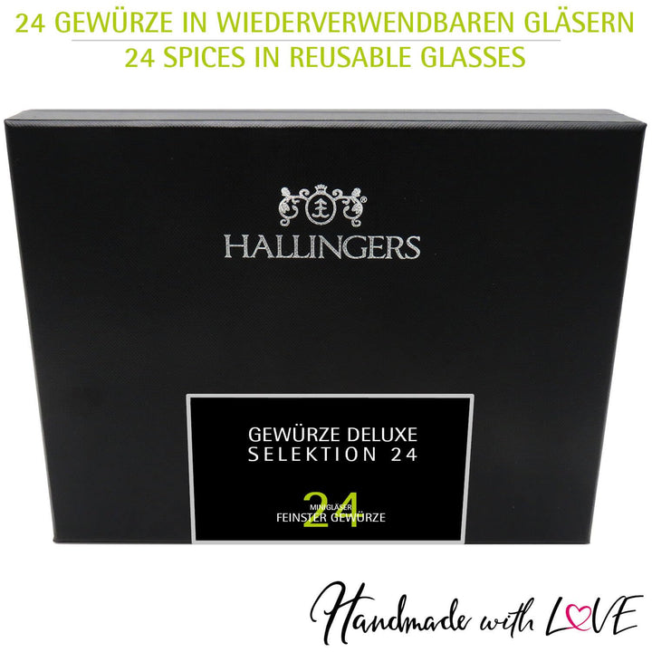Hallingers Deluxe Selektion 24 - Gewürz Geschenkset handmade, 24 Gewürze aus aller Welt (Set) - Adve