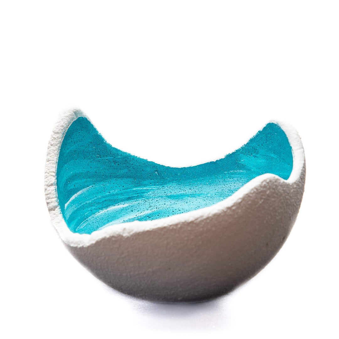 Lichtschale swirly-lagoon - S (15cm) - Beton weiss - Unikat handmade - Windlicht - Geburtstagsgesche