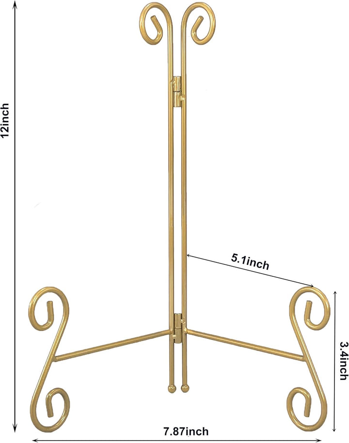 Plate Stand 12 Inch Gold Display Plate Holder, Collapsible Iron Plate Stands for Display, Folding Di