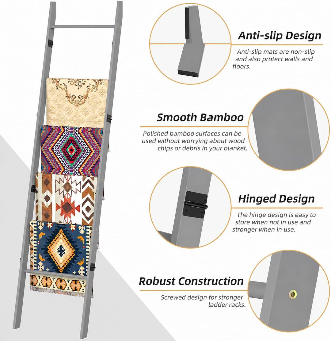 BAMBANG Handtuchleiter Kleiderleiter Holz,180cm Handtuchhalter Leiter Dekoleiter Kleiderständer Schl