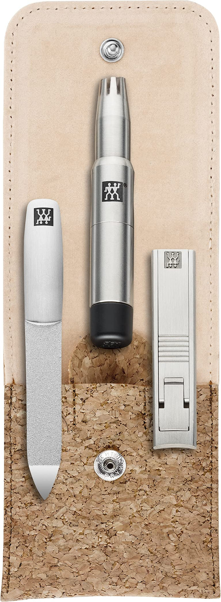 ZWILLING TWINOX Maniküre Pflegeset 3-teilig Männer mit Nasenhaar Trimmer und Pinzette, Kork Edition,