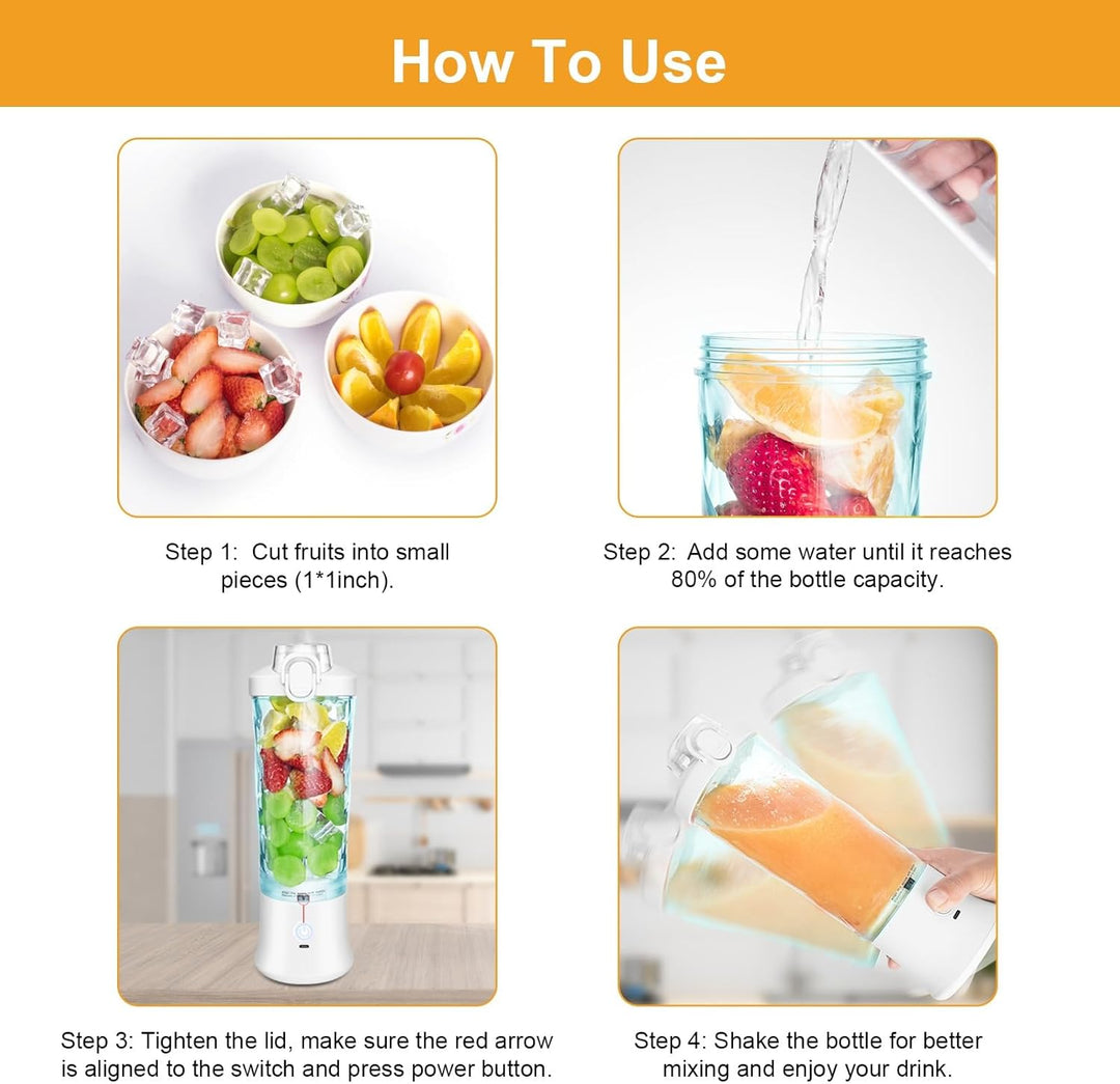 Tragbarer Mixer, USB Wiederaufladbar Kleiner Mixer für Shakes und Smoothies, 6 Klingen Tragbarer Mix