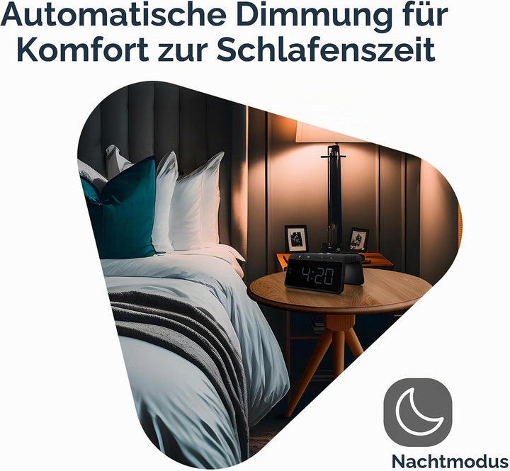 Caliber Wecker mit Ladestation - Wecker Digital mit Wake Up Light - Wecker mit Licht - Dimmbarer LED