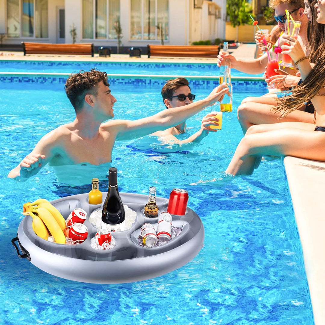 Ulikey Poolbar, 2in1-Getränke und Snackhalter, Aufblasbarer Getränkehalter Schwimmender, 8 Löcher Gr
