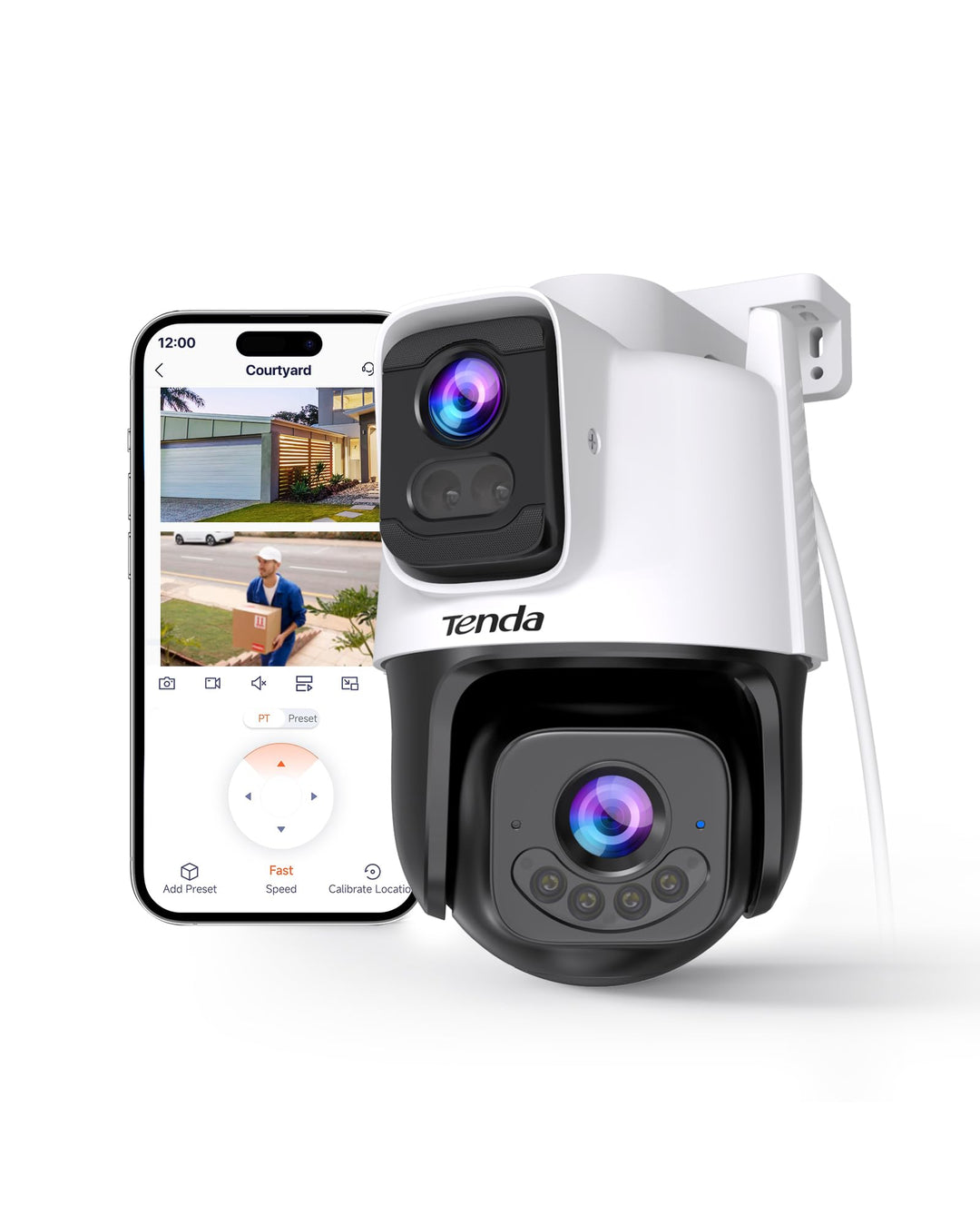 Tenda Kamera Überwachung Aussen, 3MP+3MP Dual Objektiv Überwachungskamera Aussen, IP65 AussenSicherh