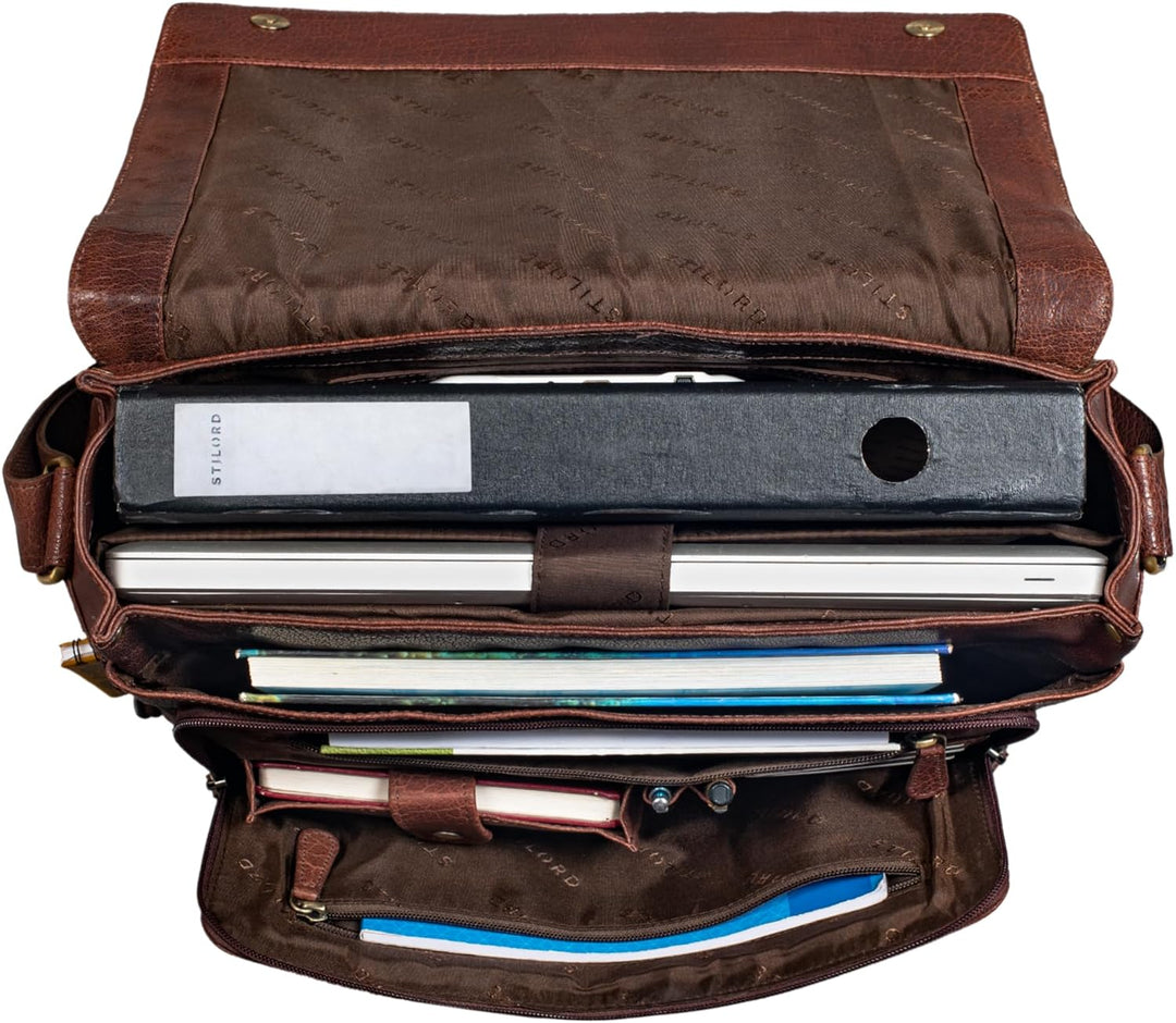 STILORD 'Nick' Umhängetasche Leder Herren Damen Unitasche 15.6 Zoll Laptoptasche Aktentasche Bürotas