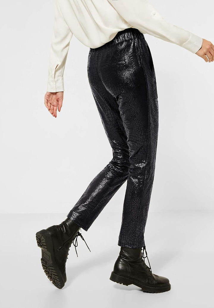 Street One Damen Hose mit Schlangen-Print Black 38