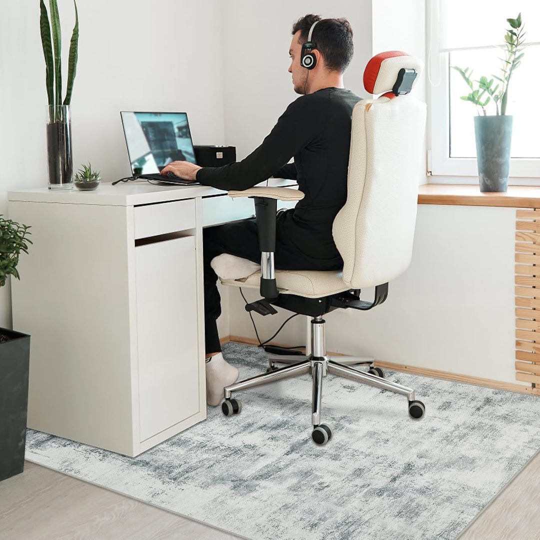 Famibay Bodenschutzmatte Grau 90x120cm Bürostuhl Unterlage Gummi Unterlage Schreibtischstuhl Matte f